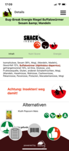Insekten in Lebensmitteln App